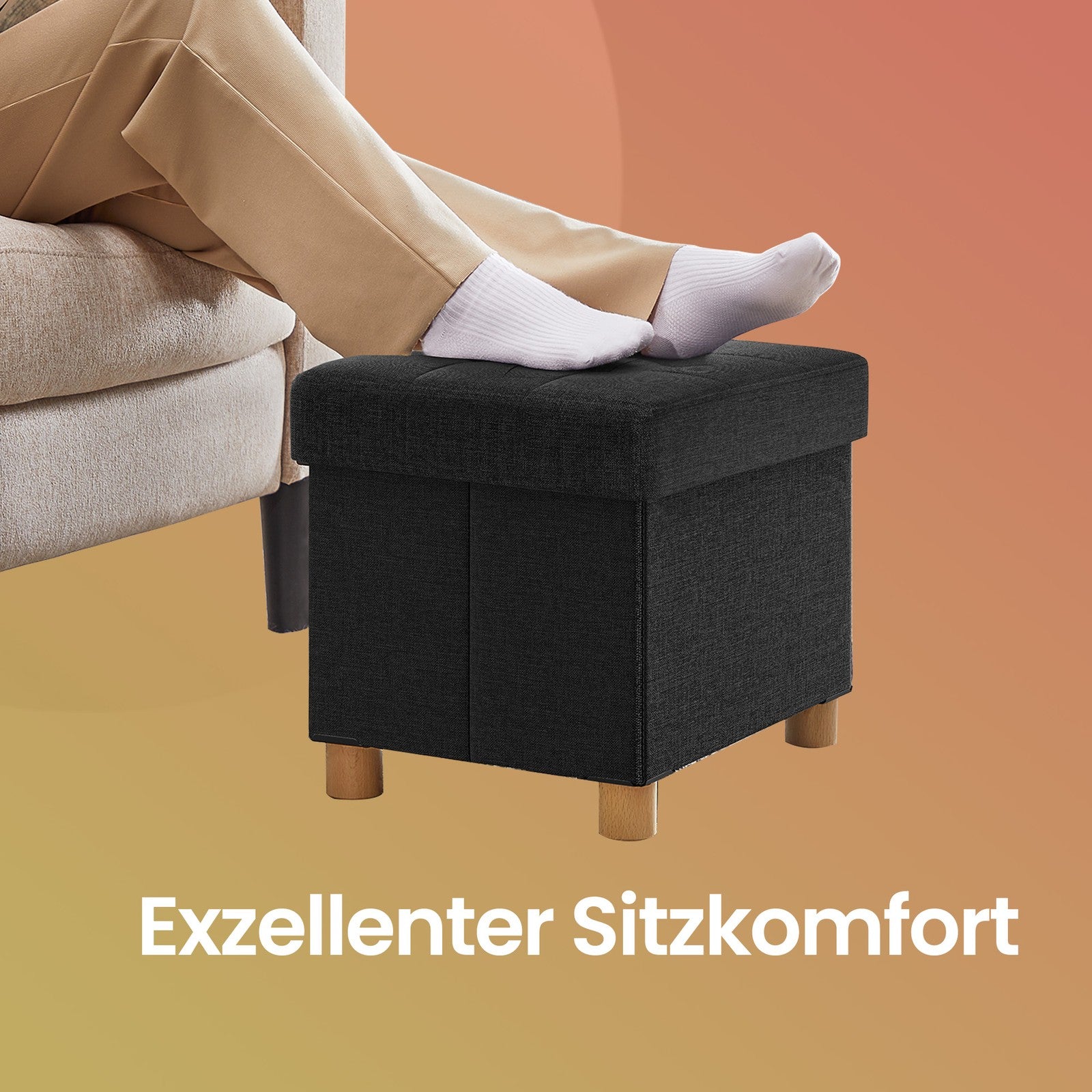 Sitzbank klappbar 32 x 40 x 33,5 cm mit Stauraum schwarz