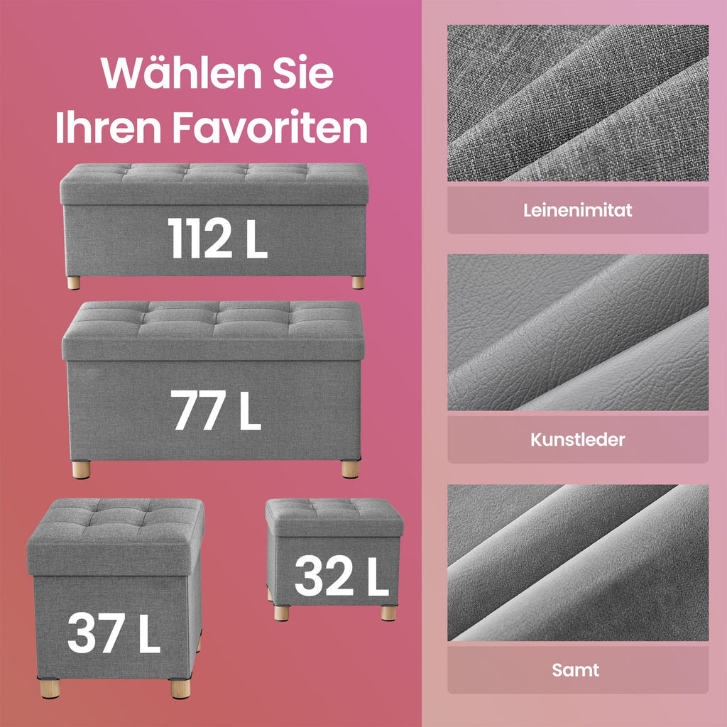 Sitzbank klappbar 32 x 40 x 33,5 cm mit Stauraum dunkelgrau