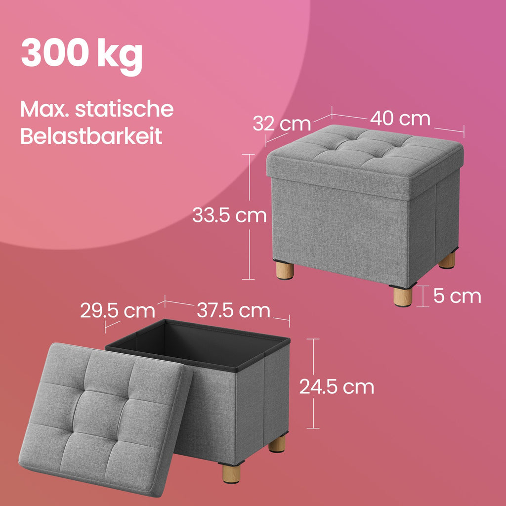 Sitzbank klappbar 32 x 40 x 33,5 cm mit Stauraum dunkelgrau