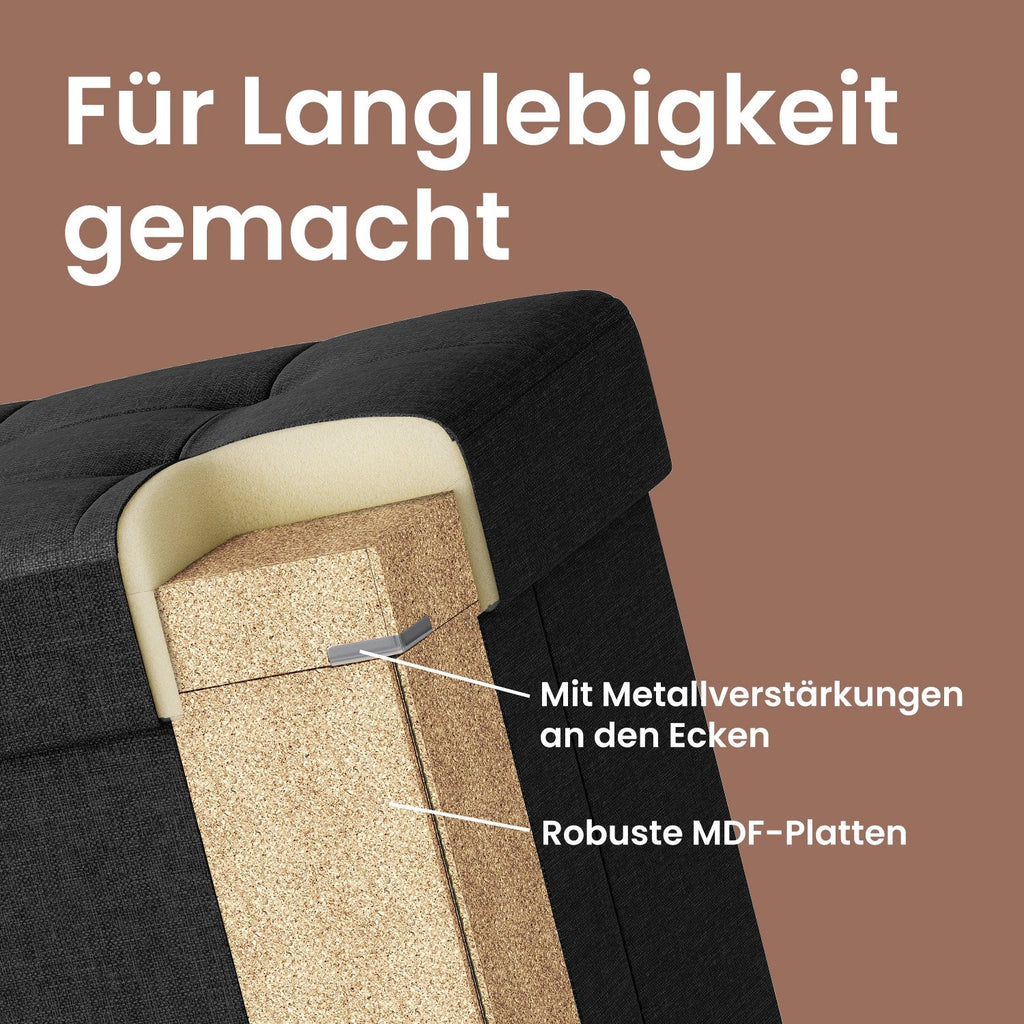 Sitzhocker mit Stauraum, kleine klappbare Sitzbank, 38 x 38 x 40 cm