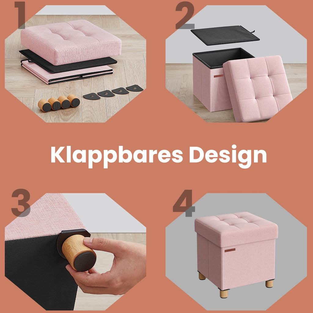 Sitzhocker mit Stauraum, kleine klappbare Sitzbank, 38