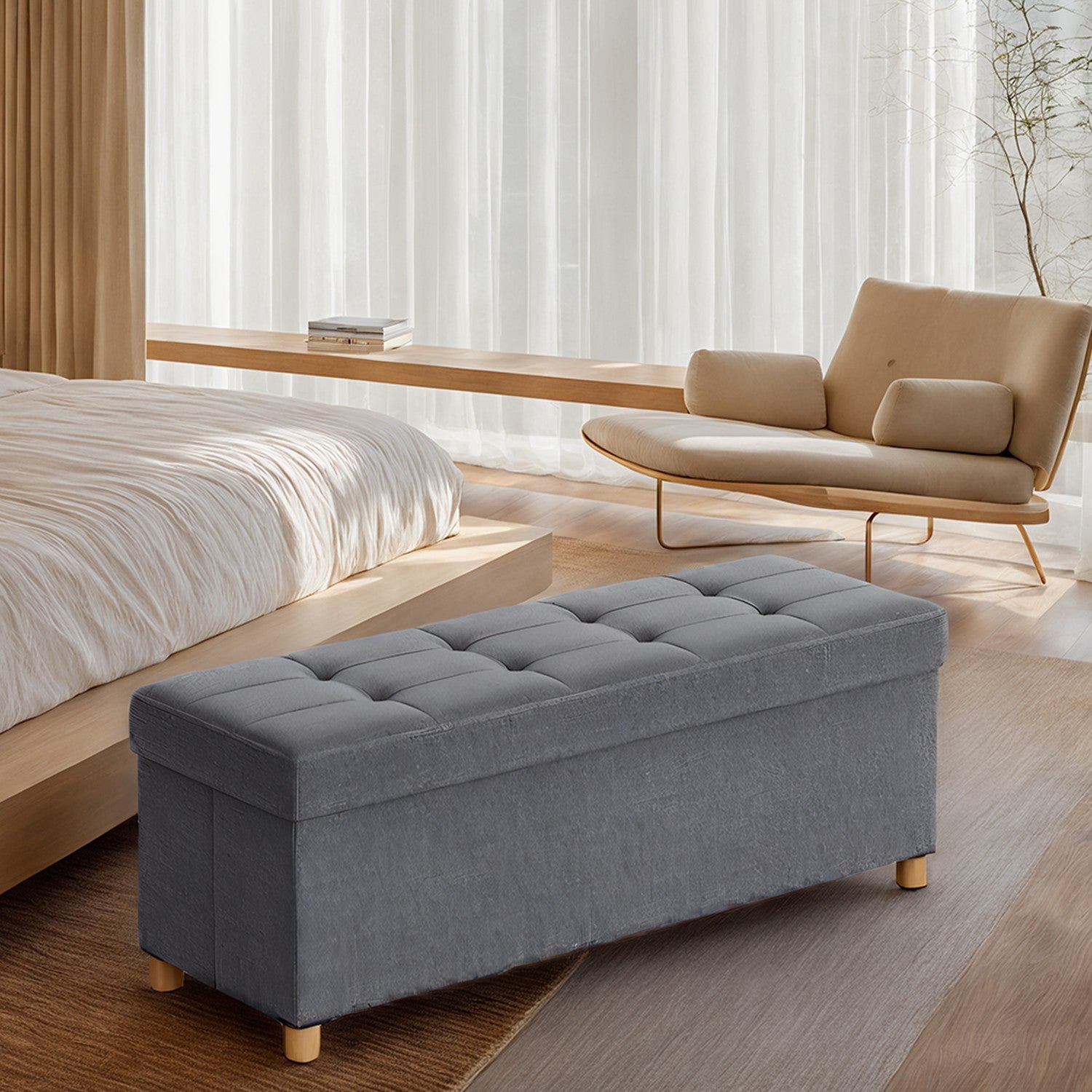 Sitzhocker, klappbare Sitzbank mit Stauraum, Beinen