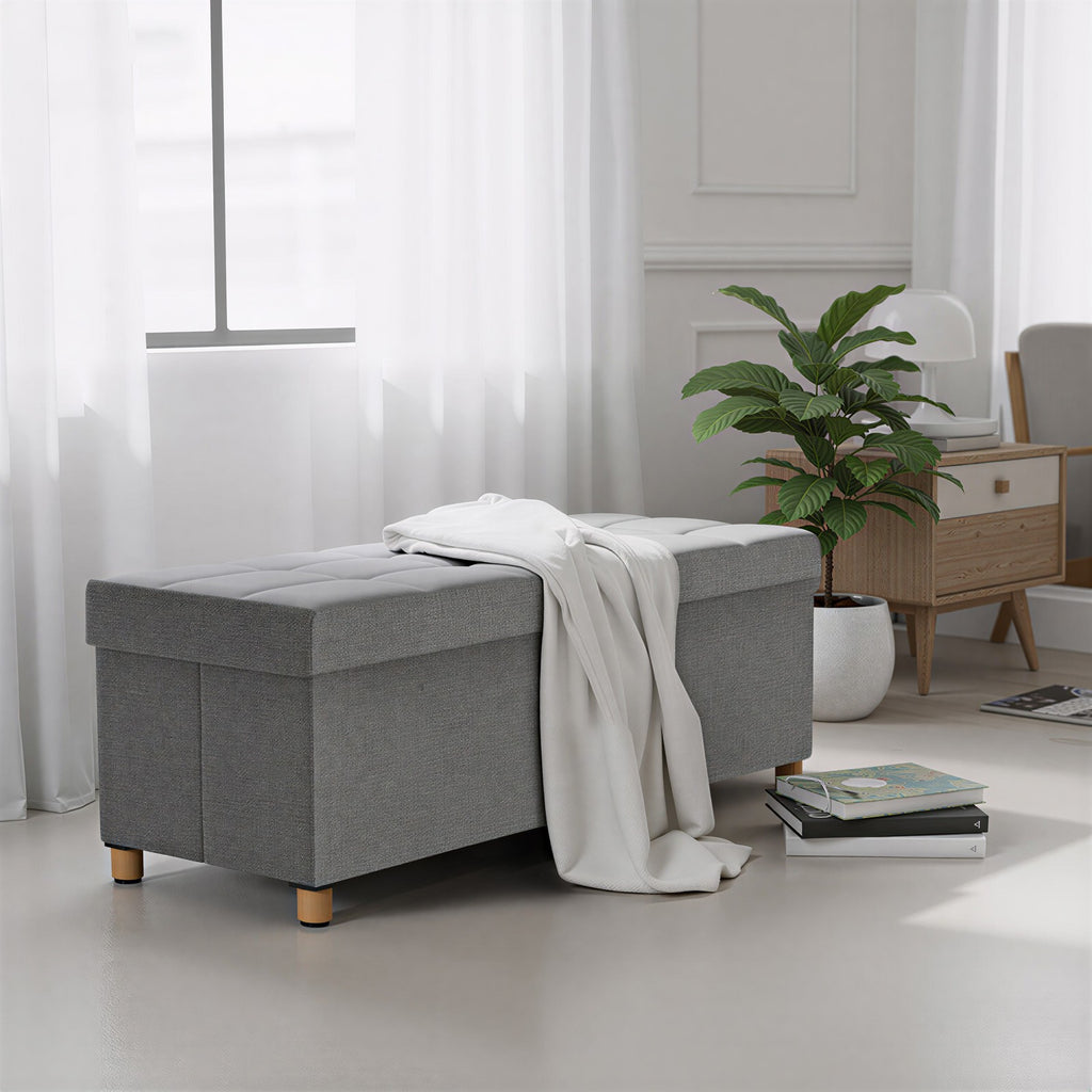 Sitzbank mit Stauraum, klappbares Design, Fußbank mit Beinen