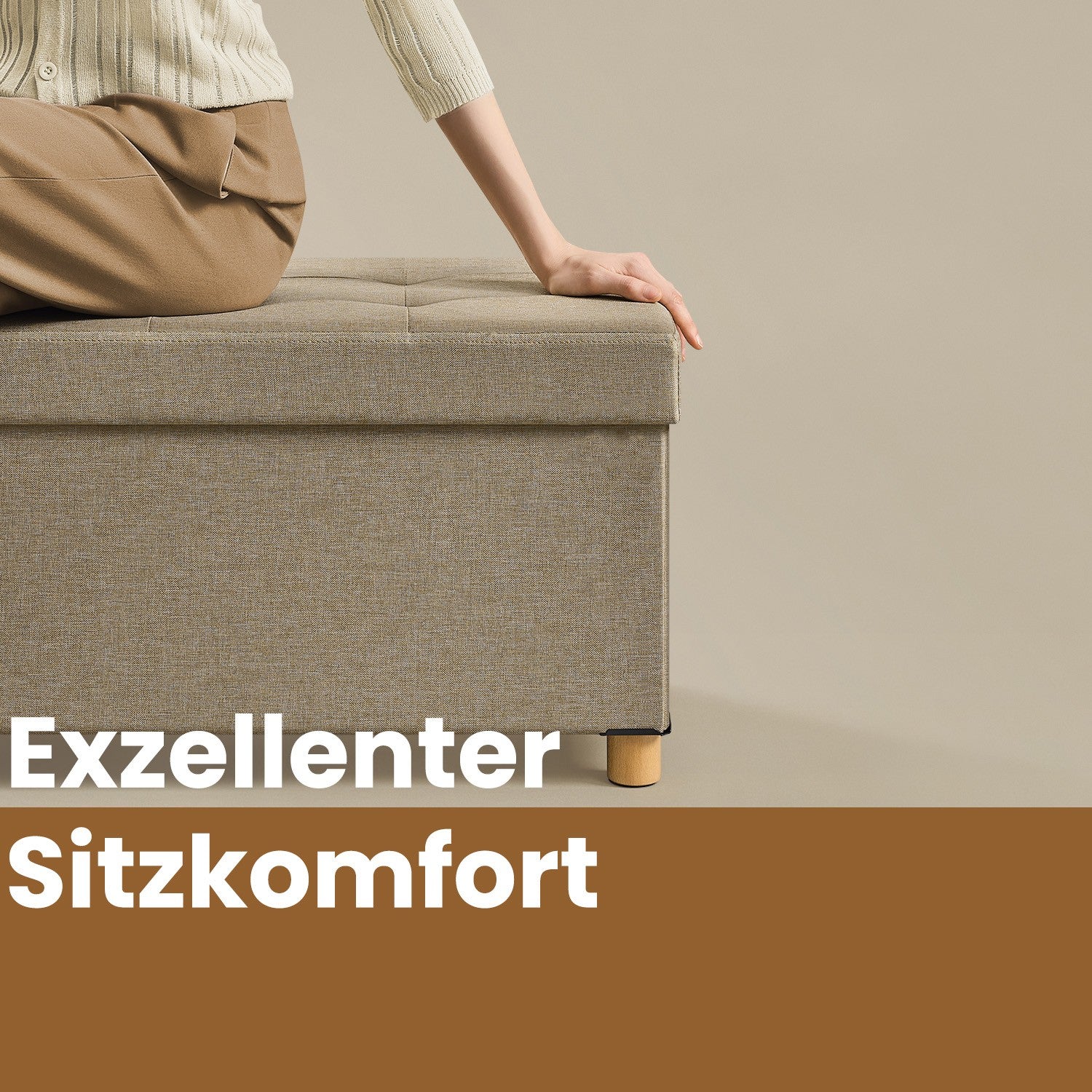 Sitzhocker, klappbare Sitzbank mit Stauraum, Beinen