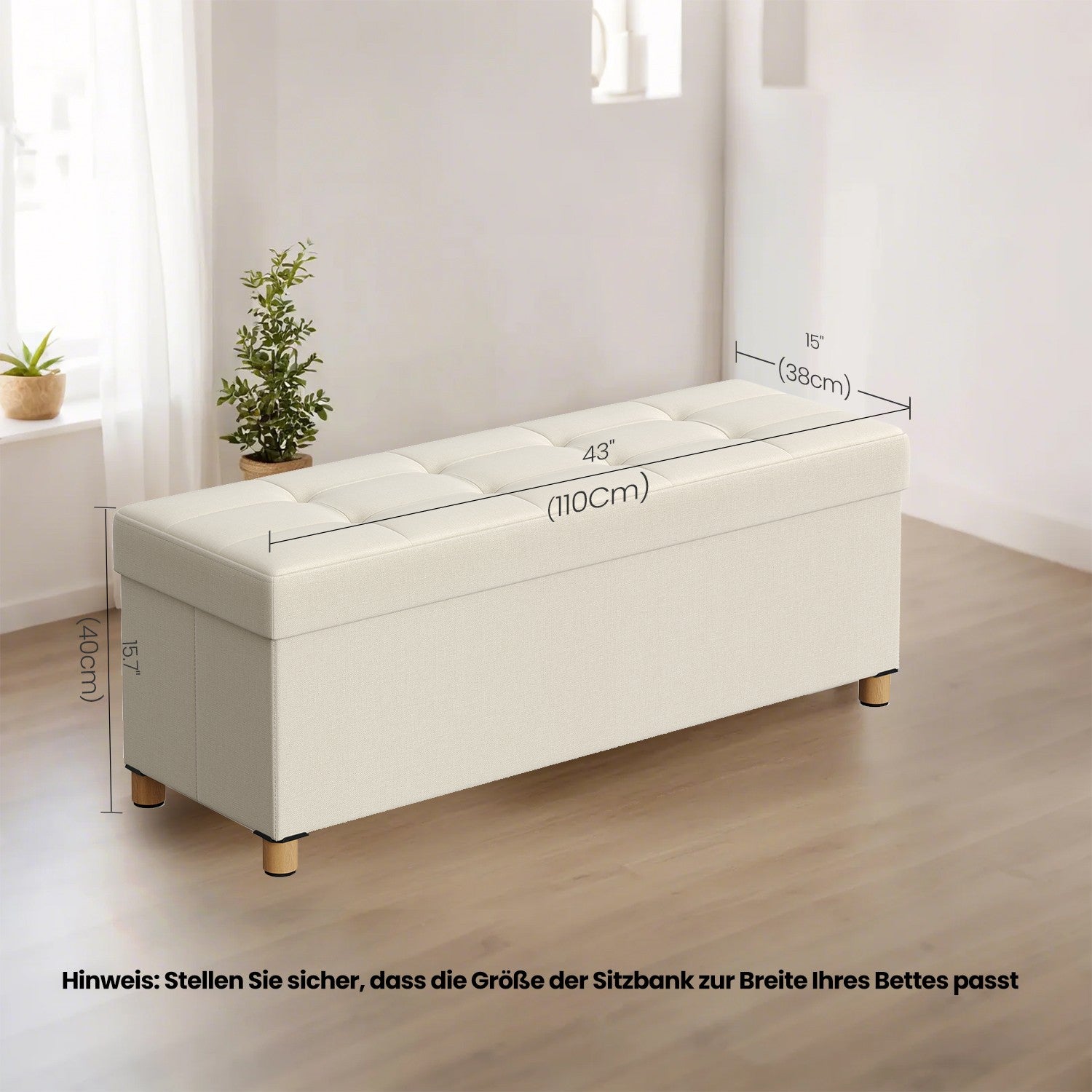 Sitzhocker, klappbare Sitzbank mit Stauraum, Beinen