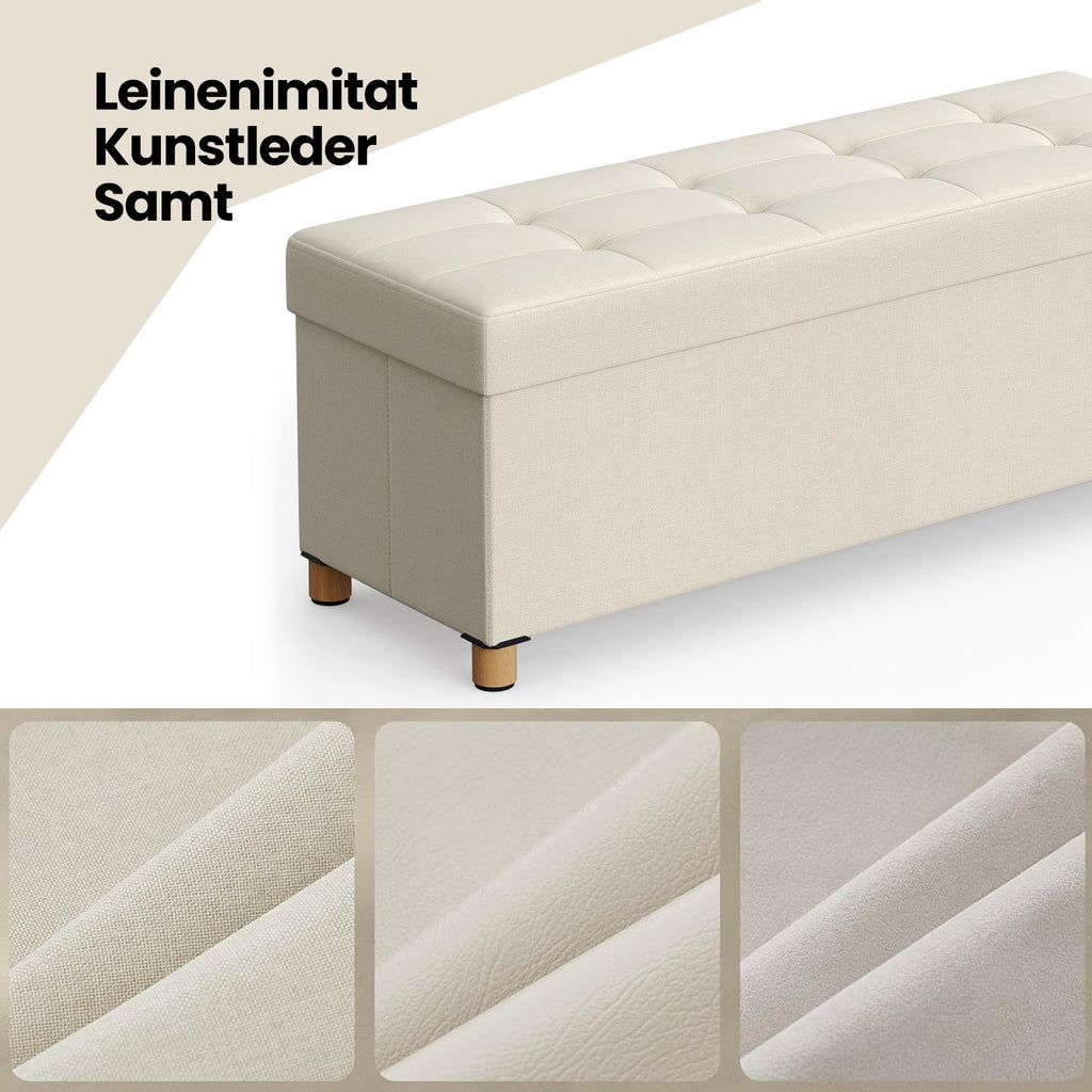 Sitzhocker, klappbare Sitzbank mit Stauraum, Beinen