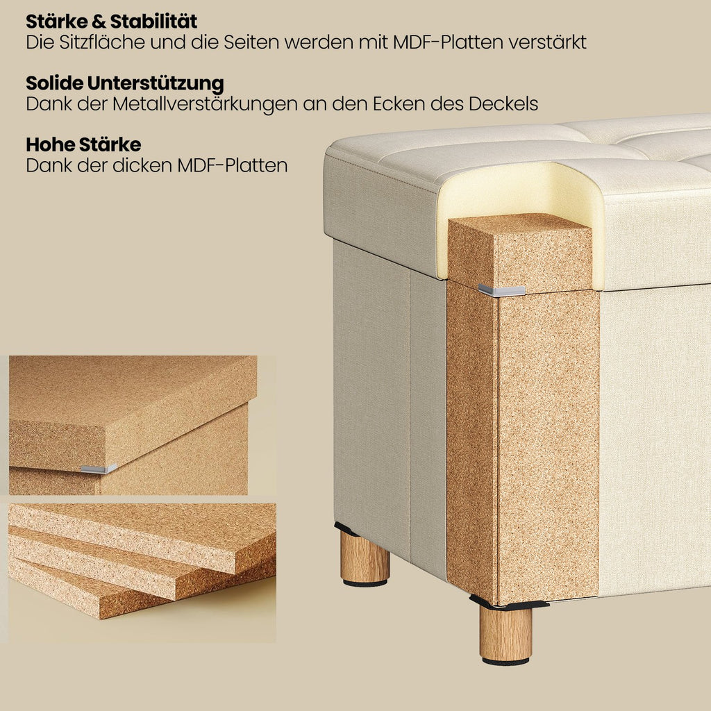 Sitzhocker, klappbare Sitzbank mit Stauraum, Beinen