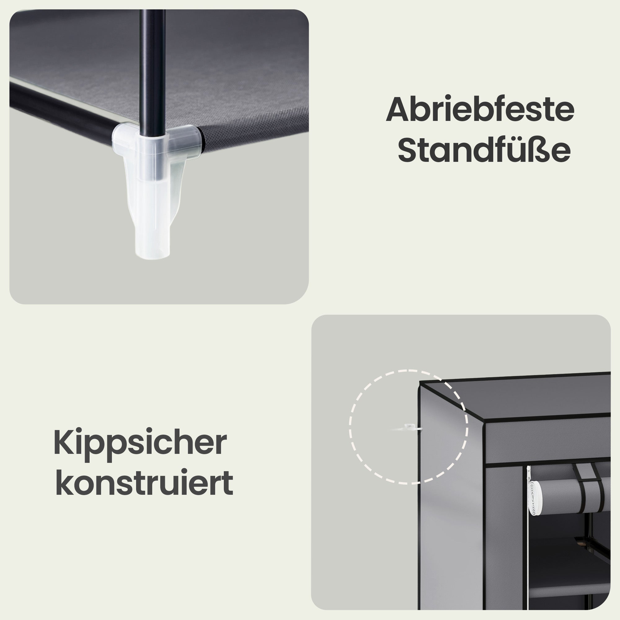 Kleiderschrank, Stoffschrank, mit Überzug aus Vliesstoff, mit Kleiderstange