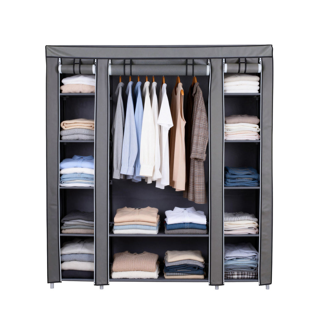 Kleiderschrank, Stoffschrank, mit Überzug aus Vliesstoff, mit Kleiderstange