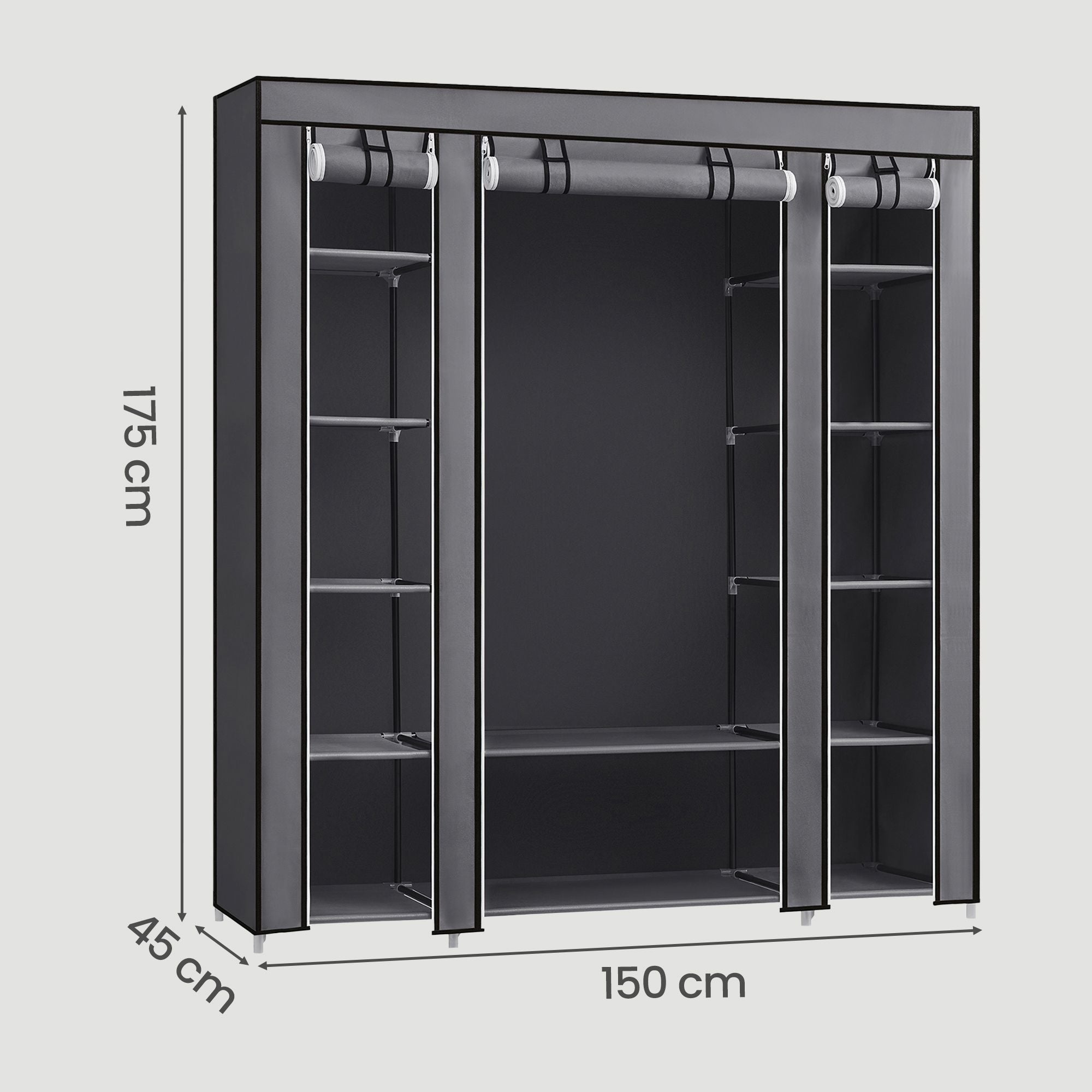 Kleiderschrank, Stoffschrank, mit Überzug aus Vliesstoff, mit Kleiderstange
