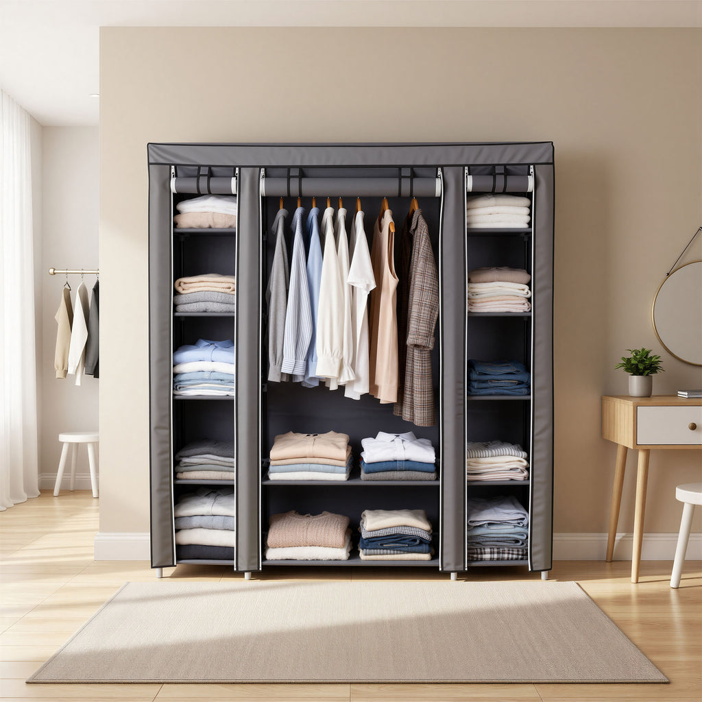 Kleiderschrank, Stoffschrank, mit Überzug aus Vliesstoff, mit Kleiderstange