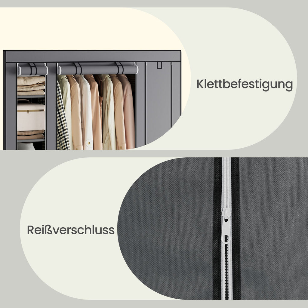 Kleiderschrank, Stoffschrank, mit Überzug aus Vliesstoff, mit Kleiderstange