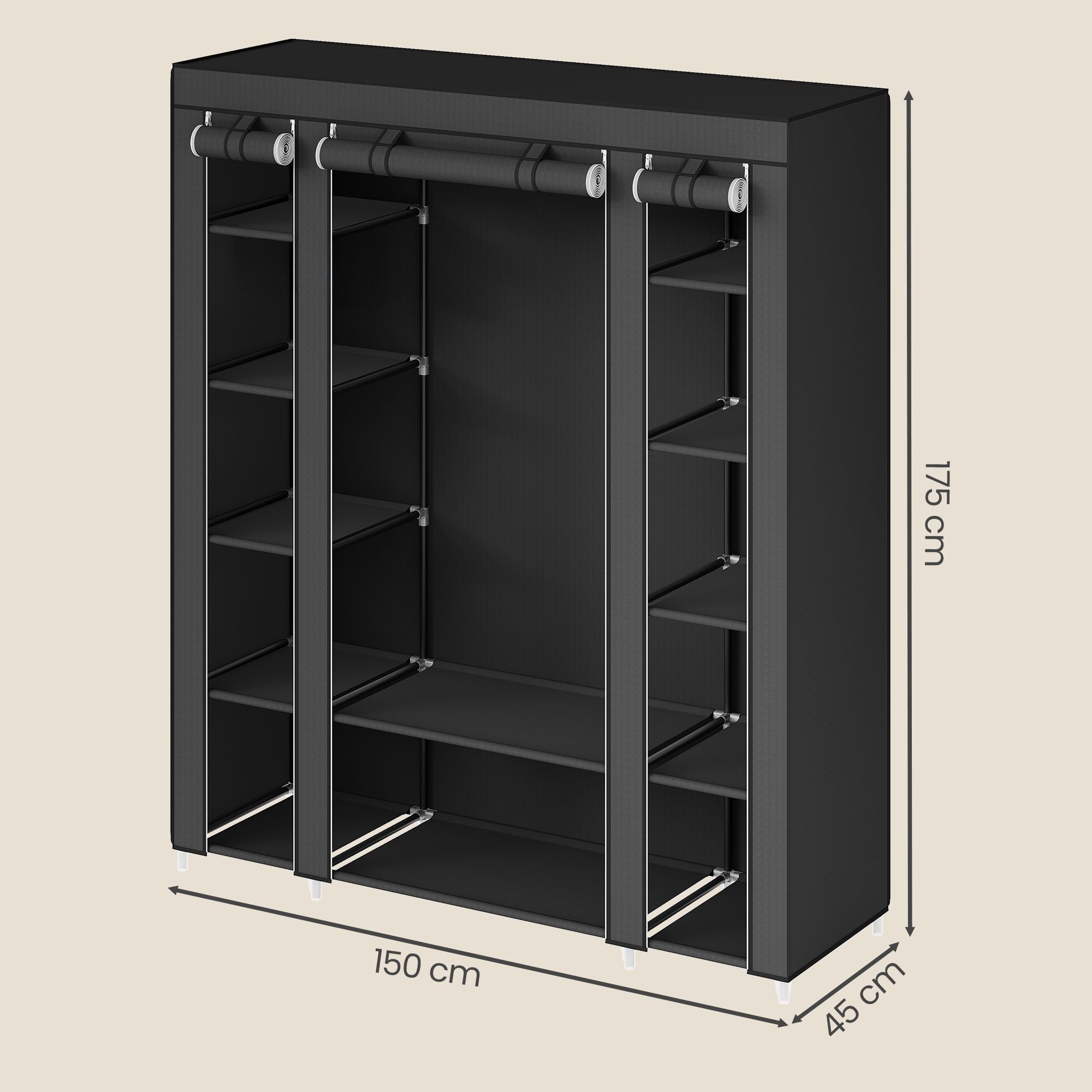 Kleiderschrank, Stoffschrank, mit Überzug aus Vliesstoff