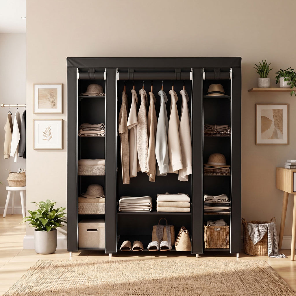 Kleiderschrank, Stoffschrank, mit Überzug aus Vliesstoff