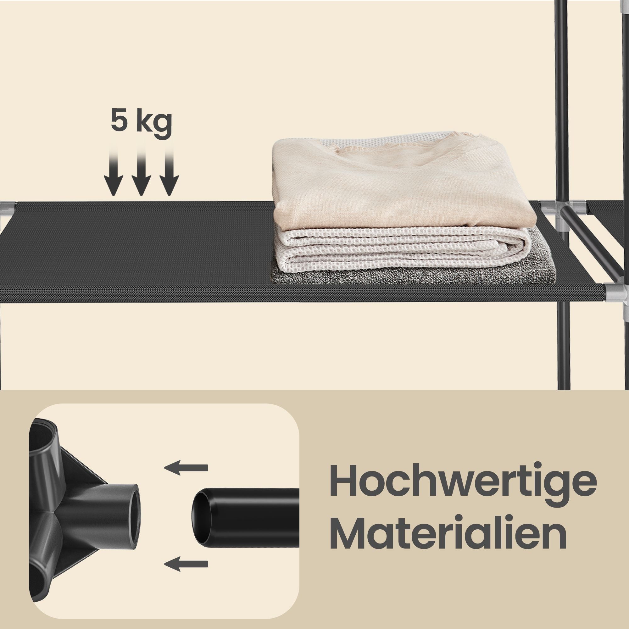 Kleiderschrank, Stoffschrank, mit Überzug aus Vliesstoff
