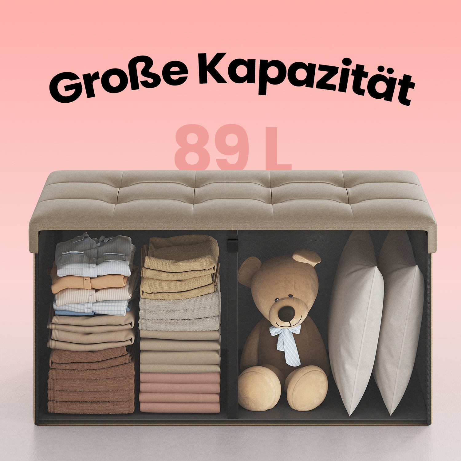 Sitzbank faltbar 89 Liter 38 x 76 x 38 cm kamelbraun