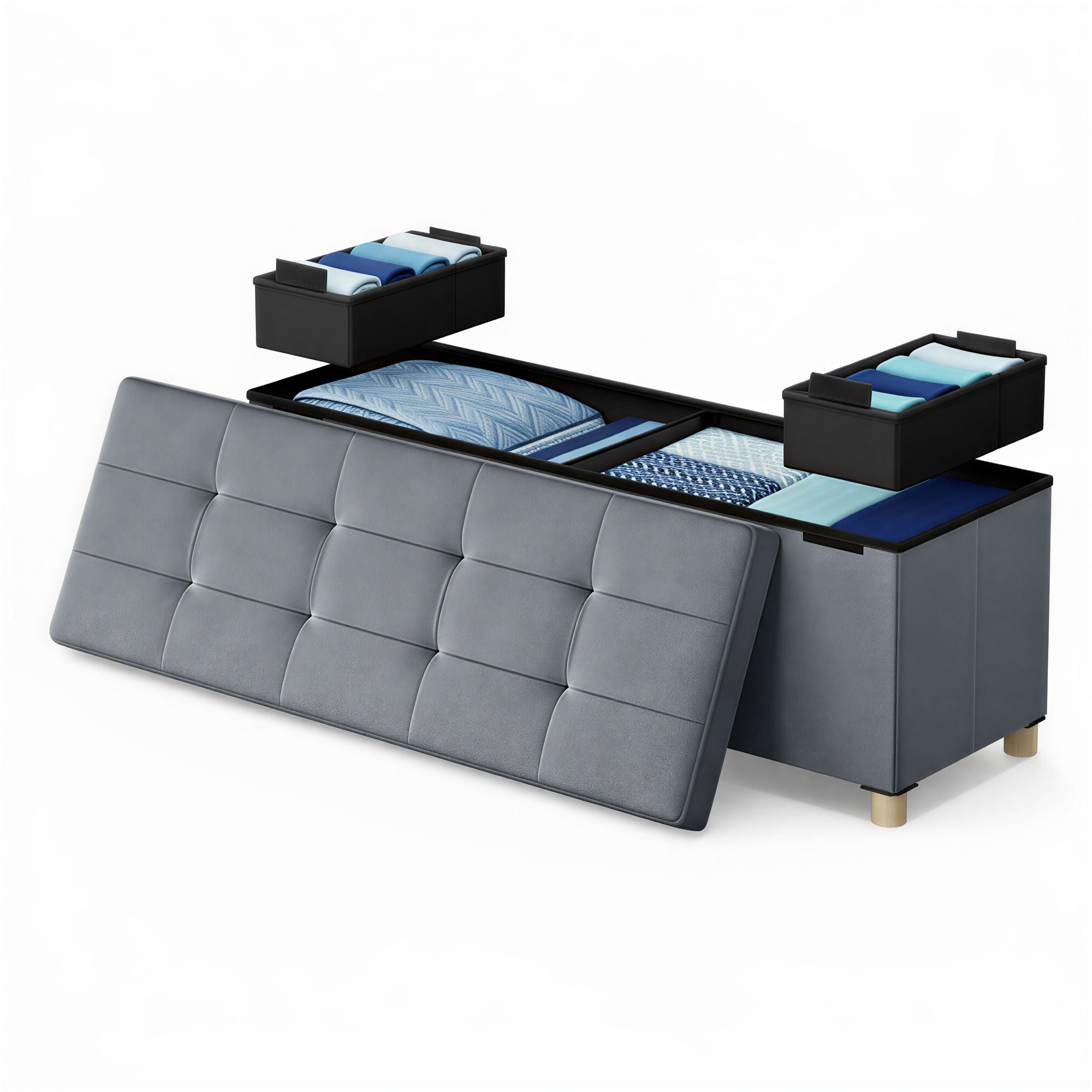 Sitzhocker Sitzbank  mit Stauraum, 38 x 110 x 40 cm, Sitztruhe mit Deckel
