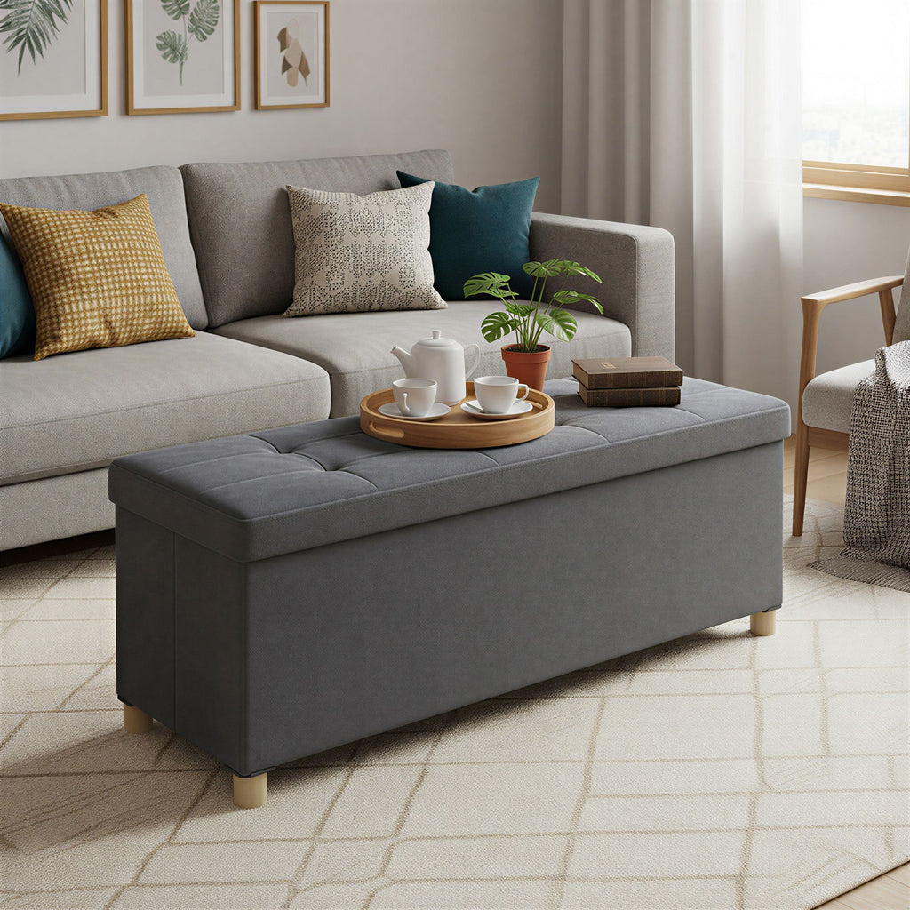 Sitzhocker Sitzbank  mit Stauraum, 38 x 110 x 40 cm, Sitztruhe mit Deckel