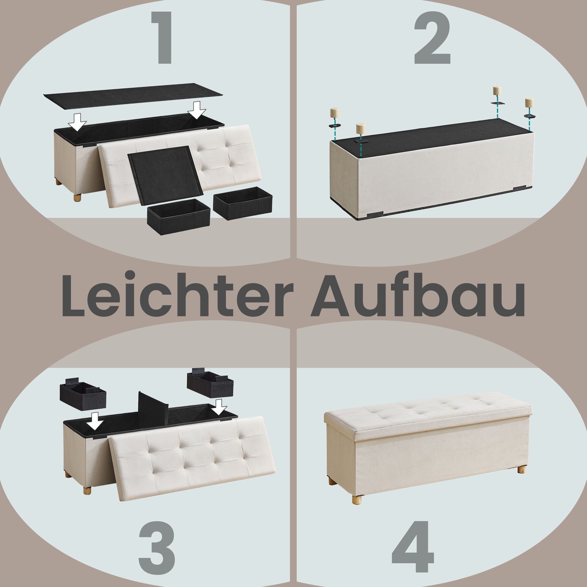 Sitzhocker, Sitzbank  mit Stauraum, 38 x 110 x 40 cm
