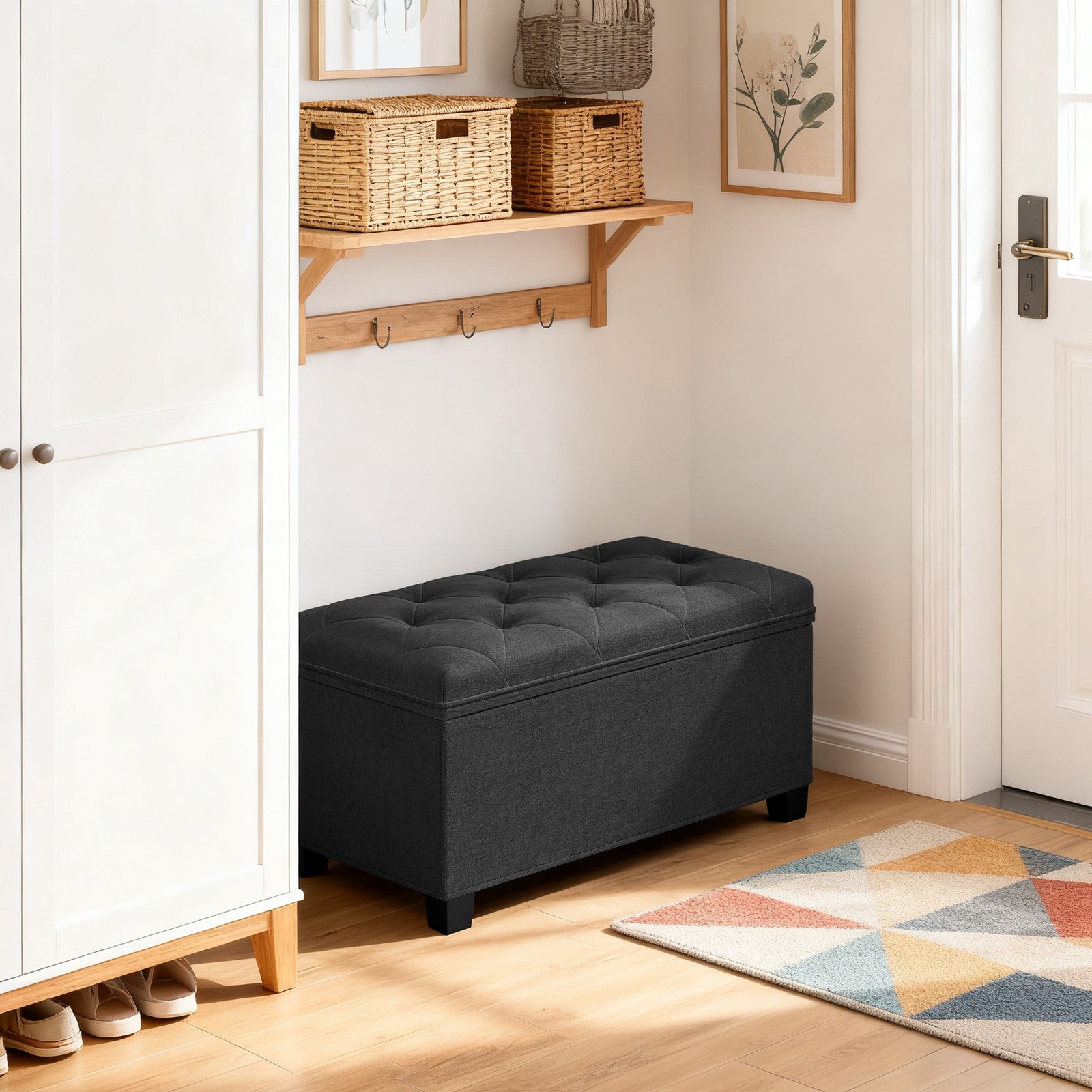 Sitzbank mit Stauraum, klappbares Design, Fußbank mit Beinen