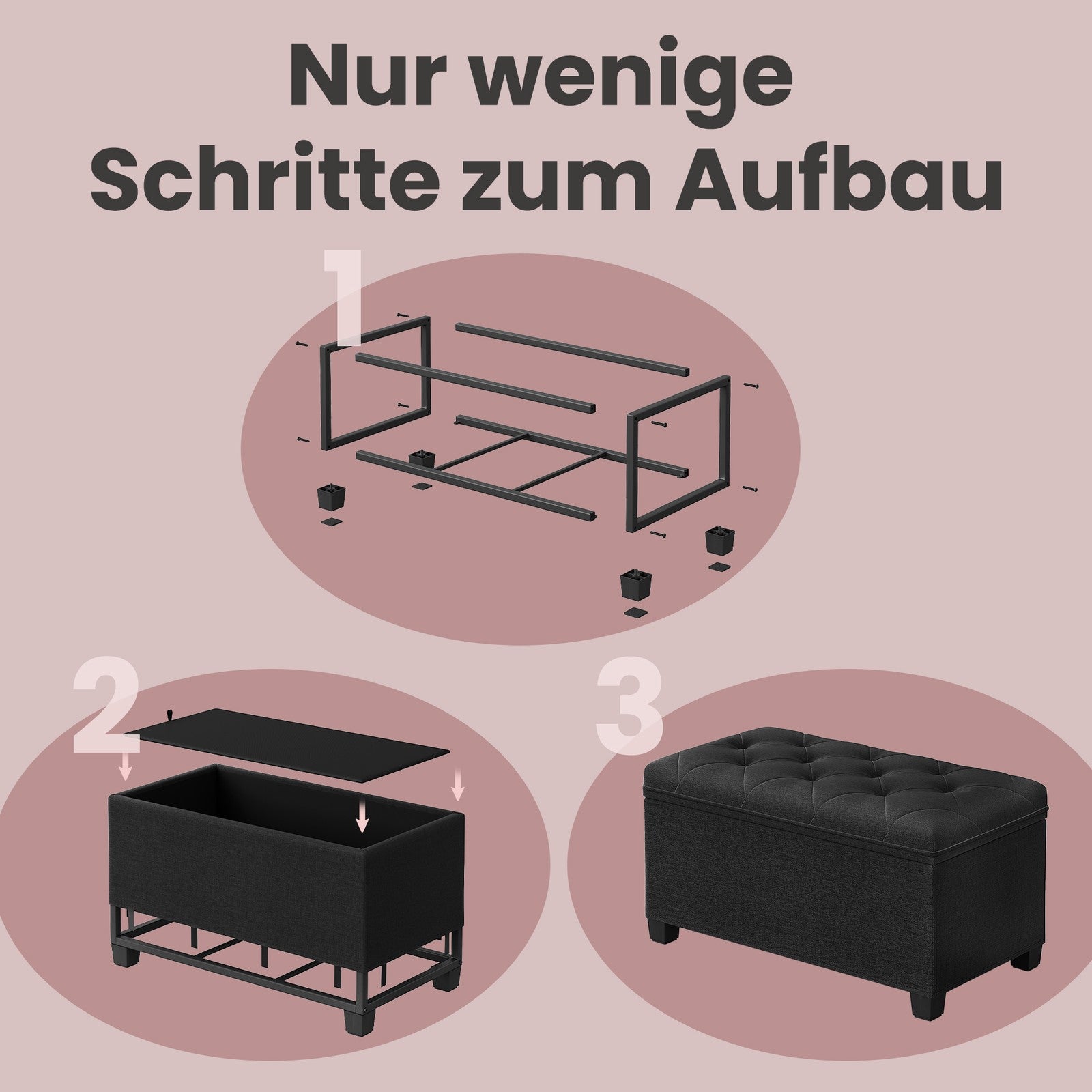 Sitzbank mit Stauraum, klappbares Design, Fußbank mit Beinen