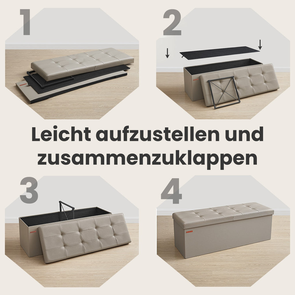 Sitzbank mit Stauraum, Sitztruhe faltbar, Aufbewahrungstruhe