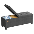 Sitzbank mit Stauraum, faltbare Sitztruhe mit Klappdeckel, Schlafzimmer Wohnzimmer, Leinenoptik