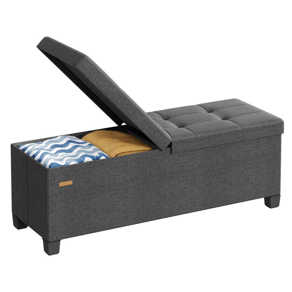 Sitzbank mit Stauraum, faltbare Sitztruhe mit Klappdeckel, Schlafzimmer Wohnzimmer, Leinenoptik