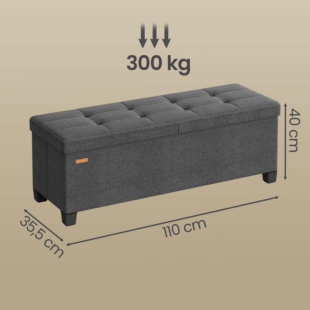 Sitzbank mit Stauraum, faltbare Sitztruhe mit Klappdeckel, Schlafzimmer Wohnzimmer, Leinenoptik