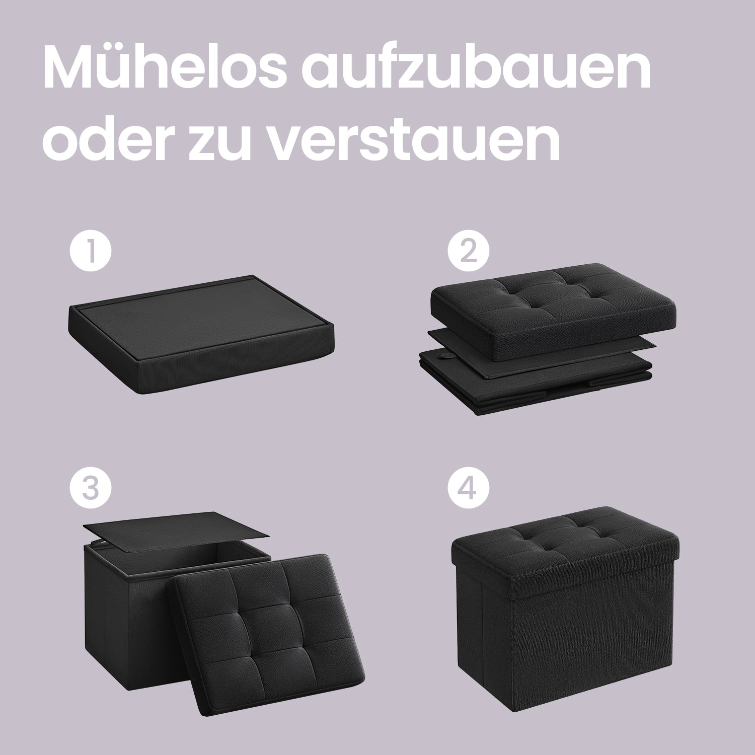 Sitzhocker, Hocker mit Stauraum, bis 130 kg belastbar