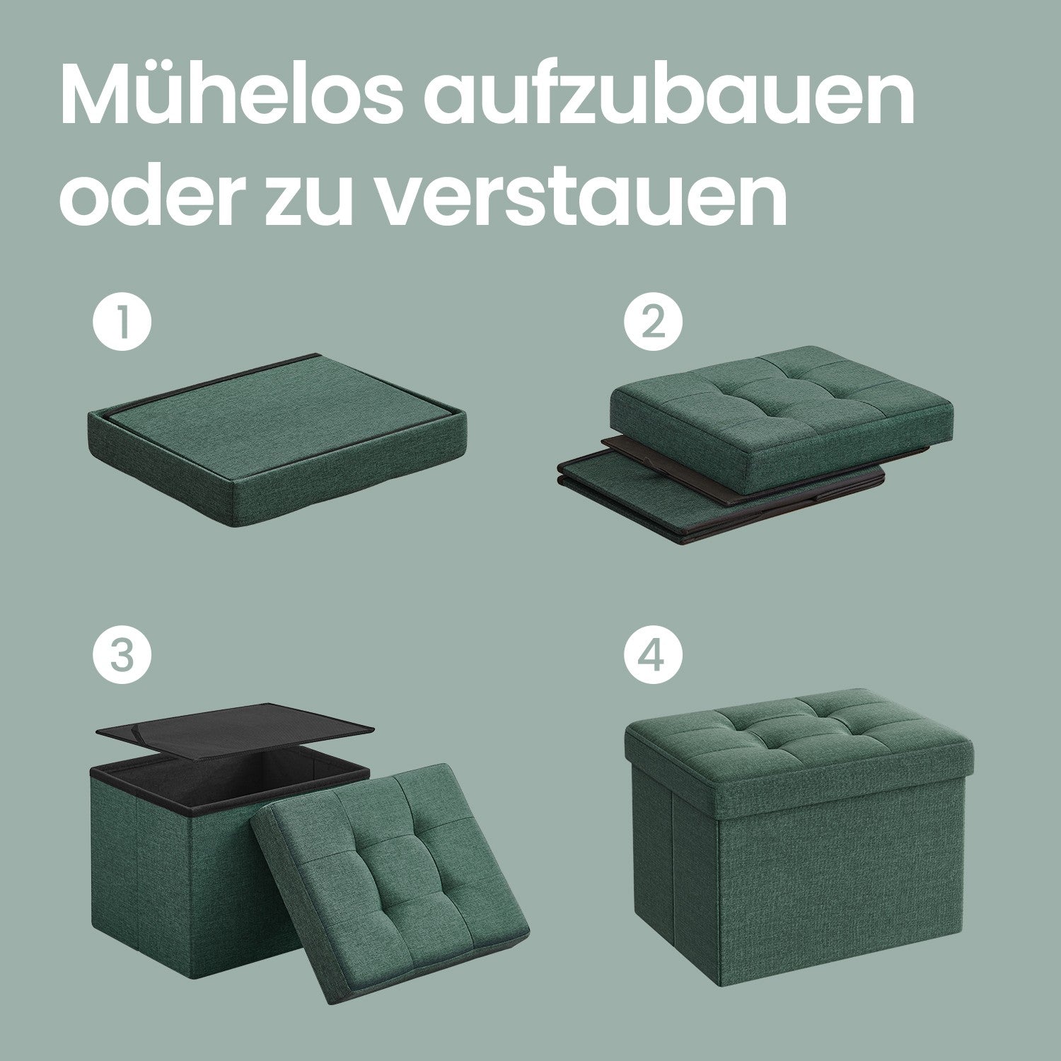 Sitzhocker, Hocker mit Stauraum, bis 130 kg belastbar