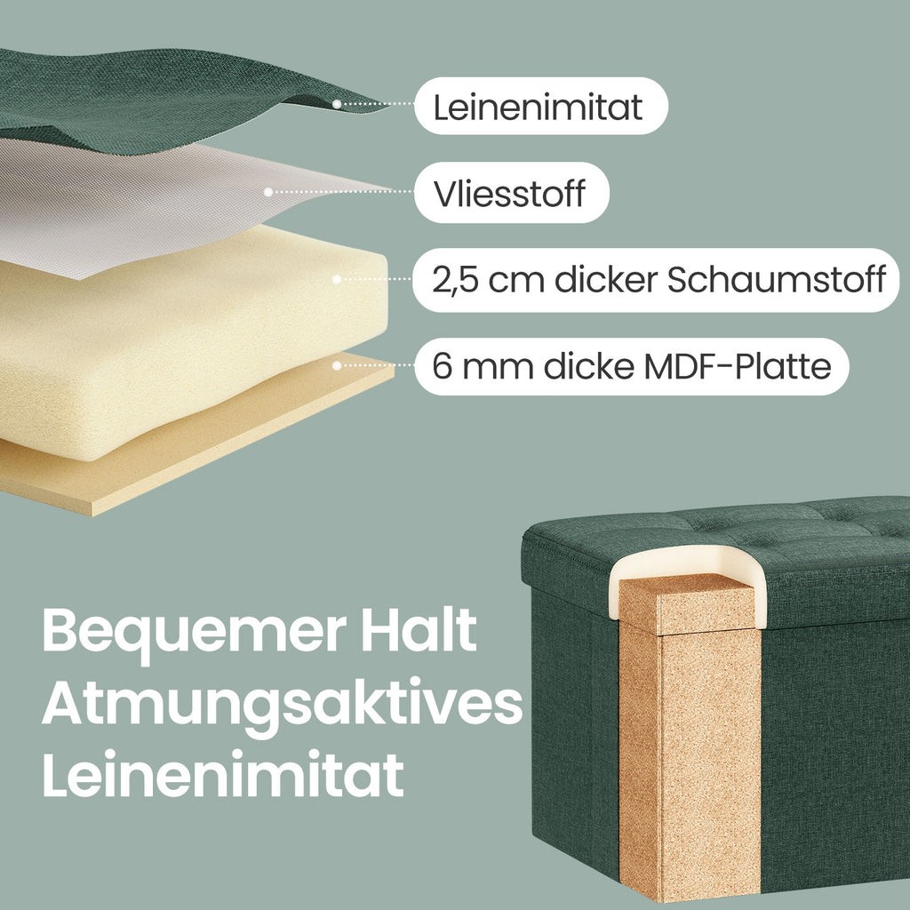 Sitzhocker, Hocker mit Stauraum, bis 130 kg belastbar