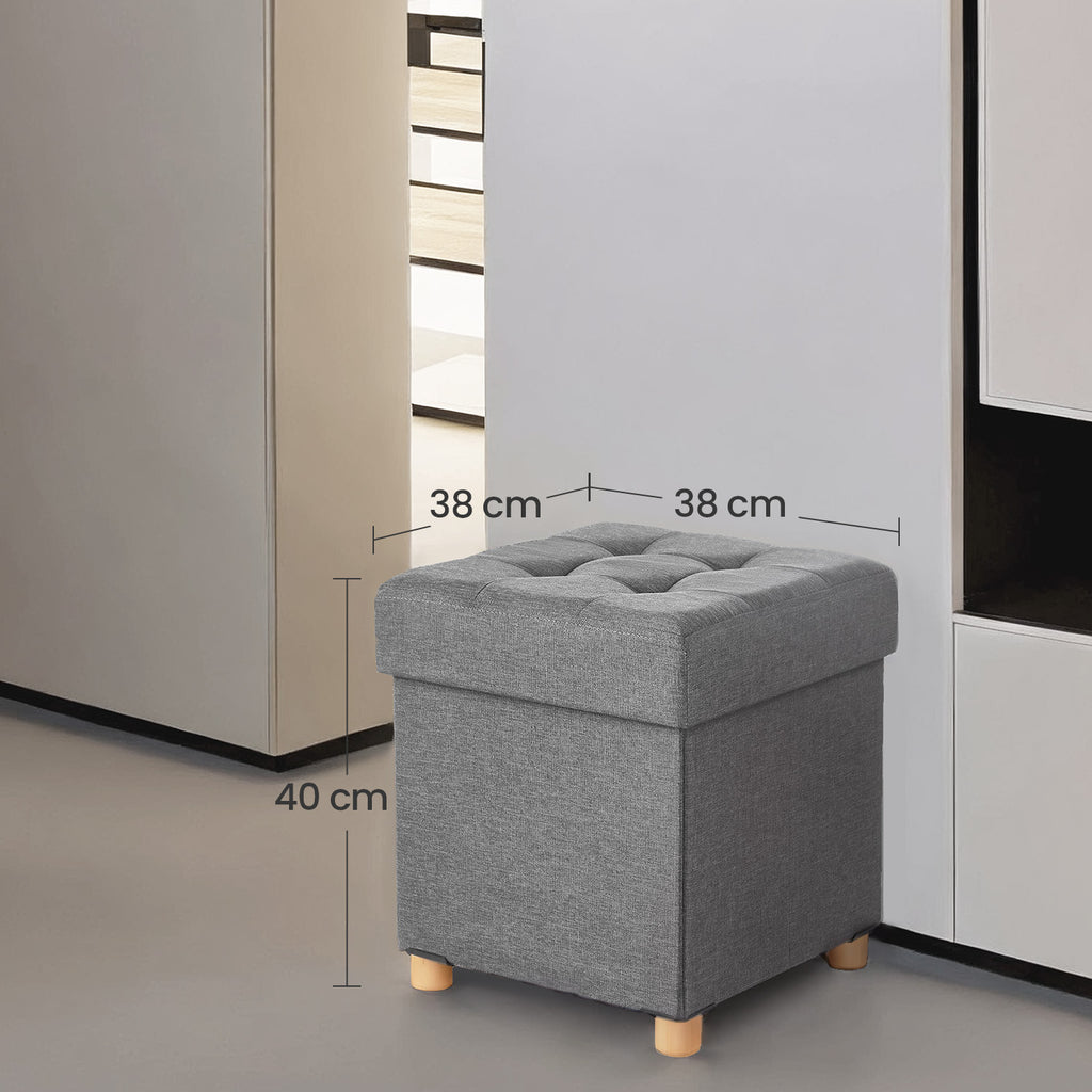 Sitzhocker mit Stauraum, kleine klappbare Sitzbank, 38 x 38 x 40 cm