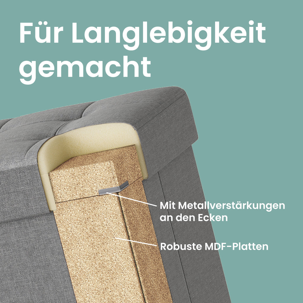 Sitzhocker mit Stauraum, kleine klappbare Sitzbank, 38 x 38 x 40 cm