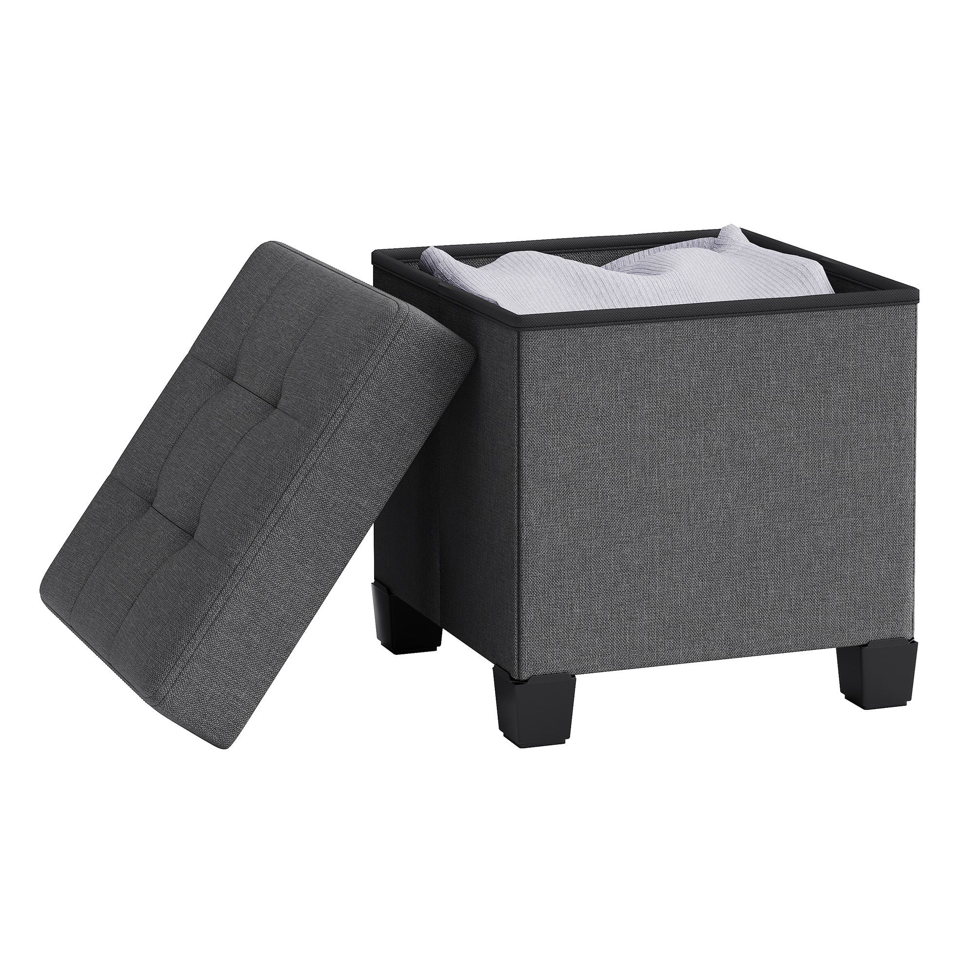 Sitzhocker mit Stauraum, kleine klappbare Sitzbank, 38 x 38 x 40 cm
