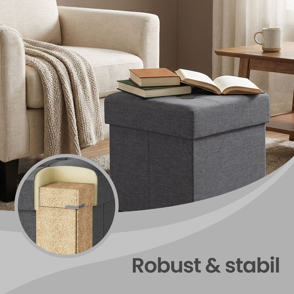 Sitzhocker mit Stauraum, kleine klappbare Sitzbank, 38 x 38 x 40 cm