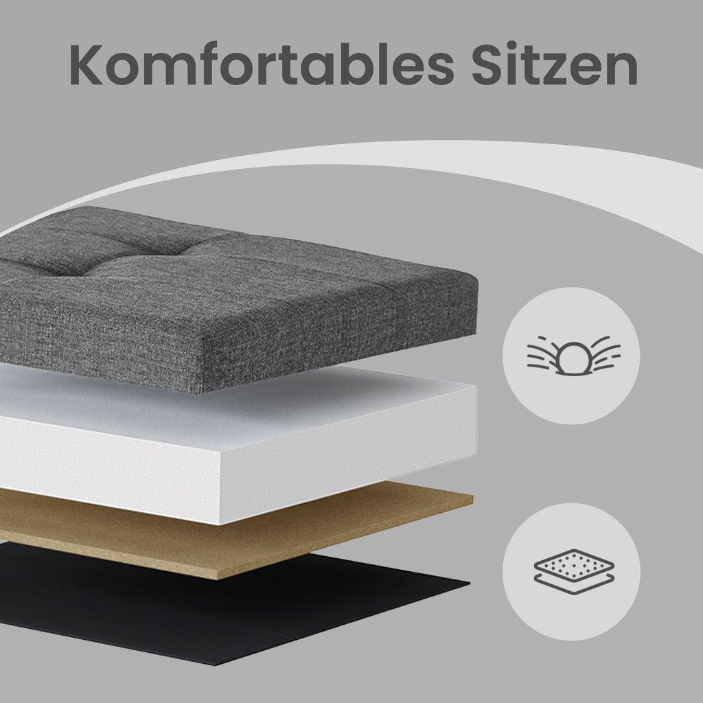 Sitzhocker mit Stauraum, kleine klappbare Sitzbank, 38 x 38 x 40 cm