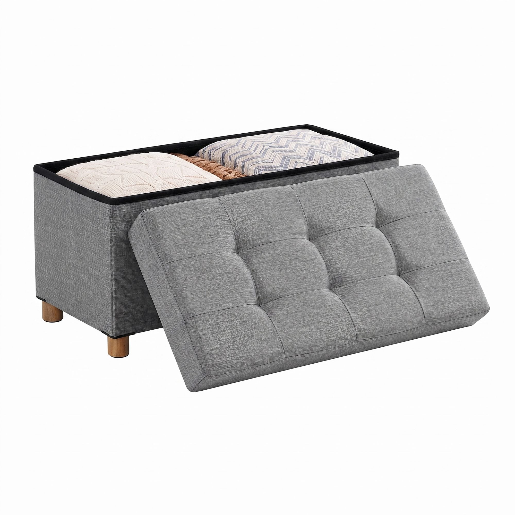 Sitzhocker mit Stauraum, klappbare Sitzbank mit Beinen, Aufbewahrungsbox