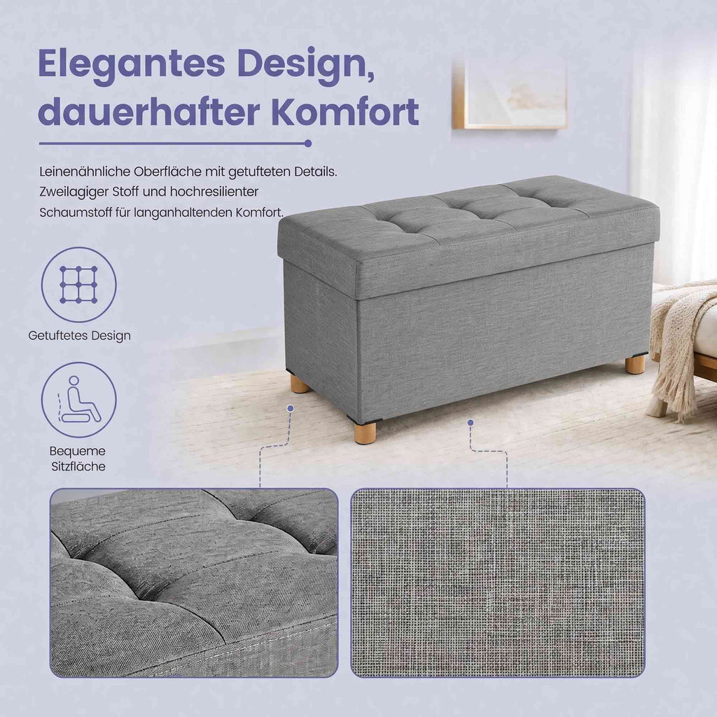 Sitzhocker mit Stauraum, klappbare Sitzbank mit Beinen, Aufbewahrungsbox