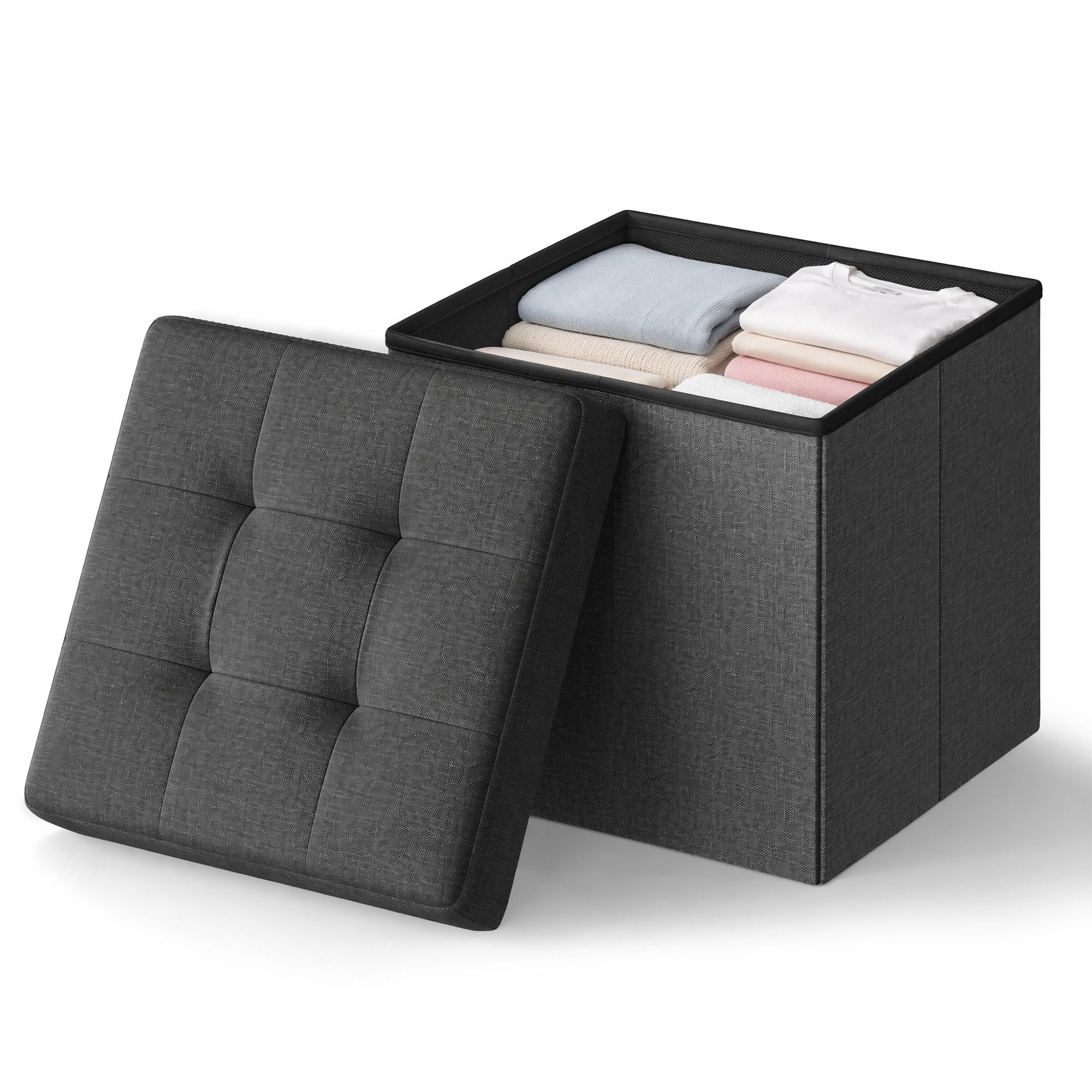 Sitzhocker mit Stauraum, kleine klappbare Sitzbank, 38 cm Fußbank