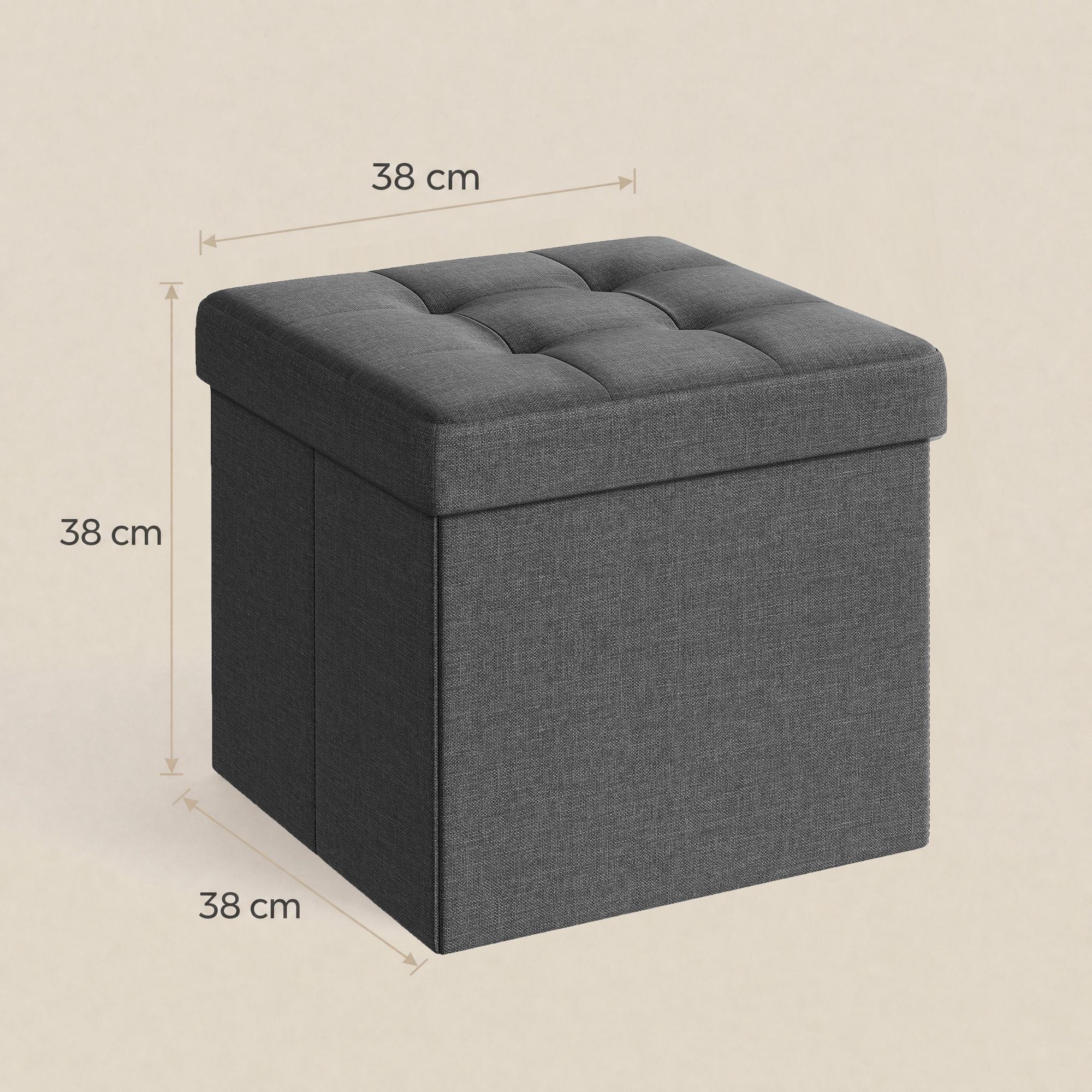 Sitzhocker mit Stauraum, kleine klappbare Sitzbank, 38 cm Fußbank