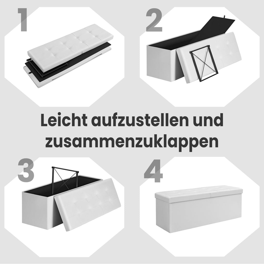 Sitzbank mit Stauraum, Sitztruhe faltbar, Aufbewahrungstruhe