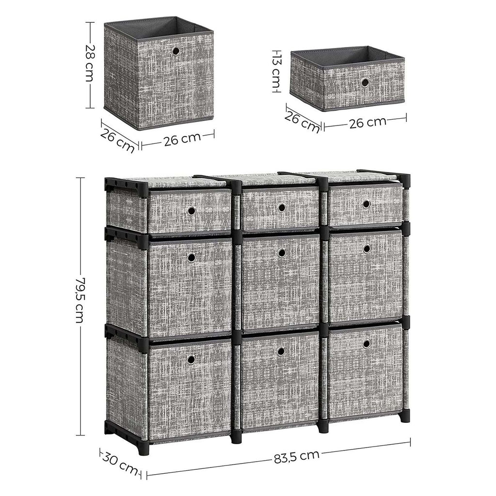 Steckregal mit Stoffboxen