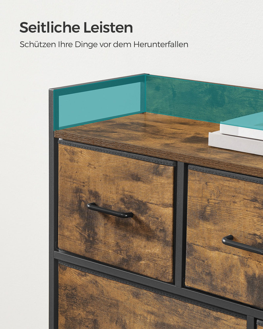 Industrie-Design Kommode mit 7 Stoffschubladen
