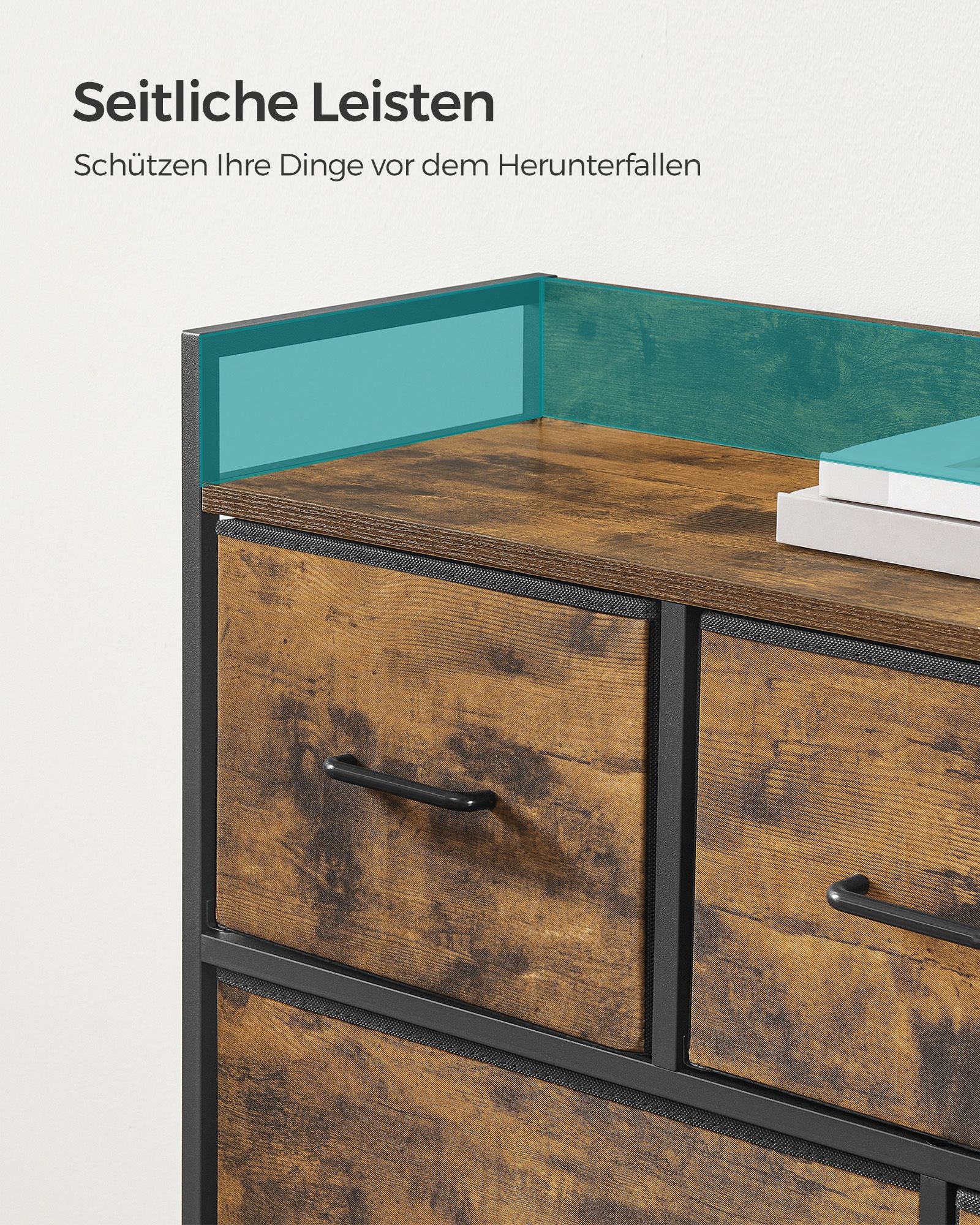 Industrie-Design Kommode mit 7 Stoffschubladen