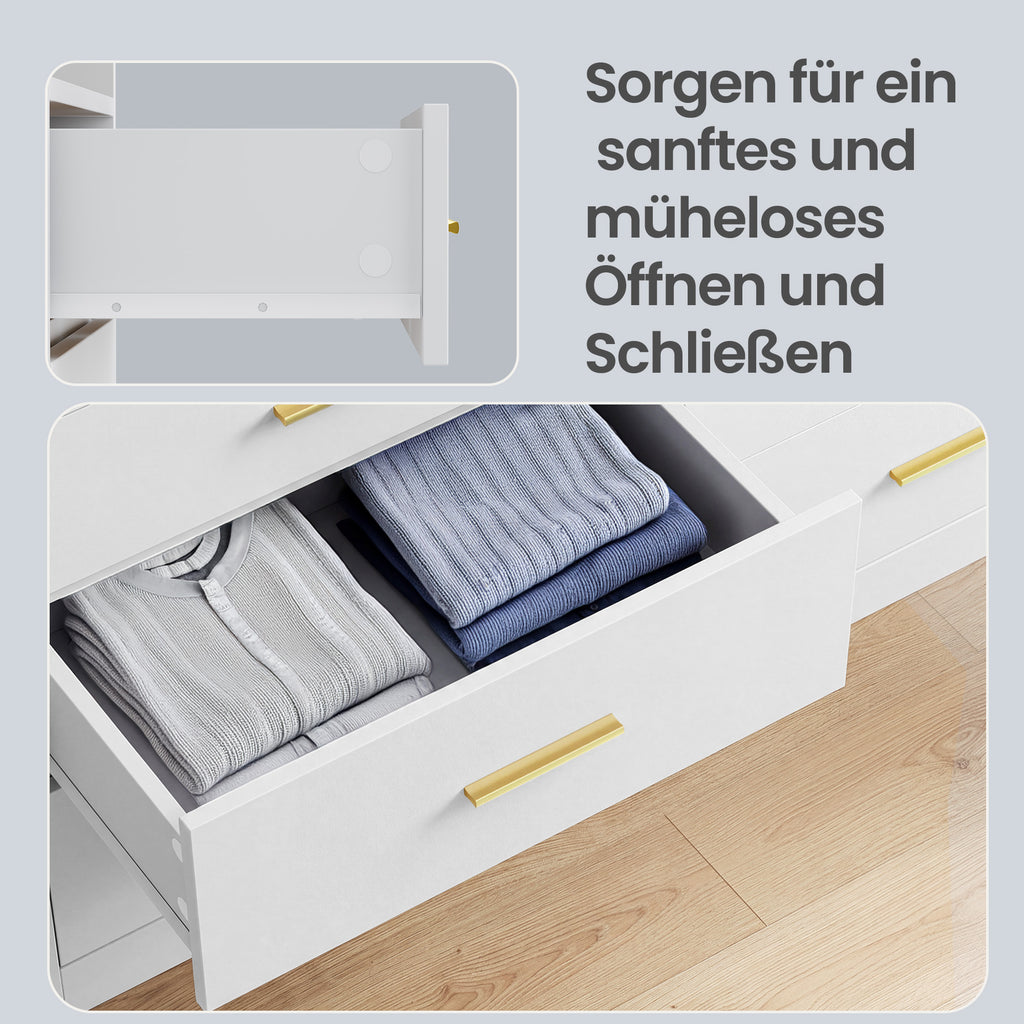 Kommode mit LED-Beleuchtung und Ladestation, 6 Schubladen, modern