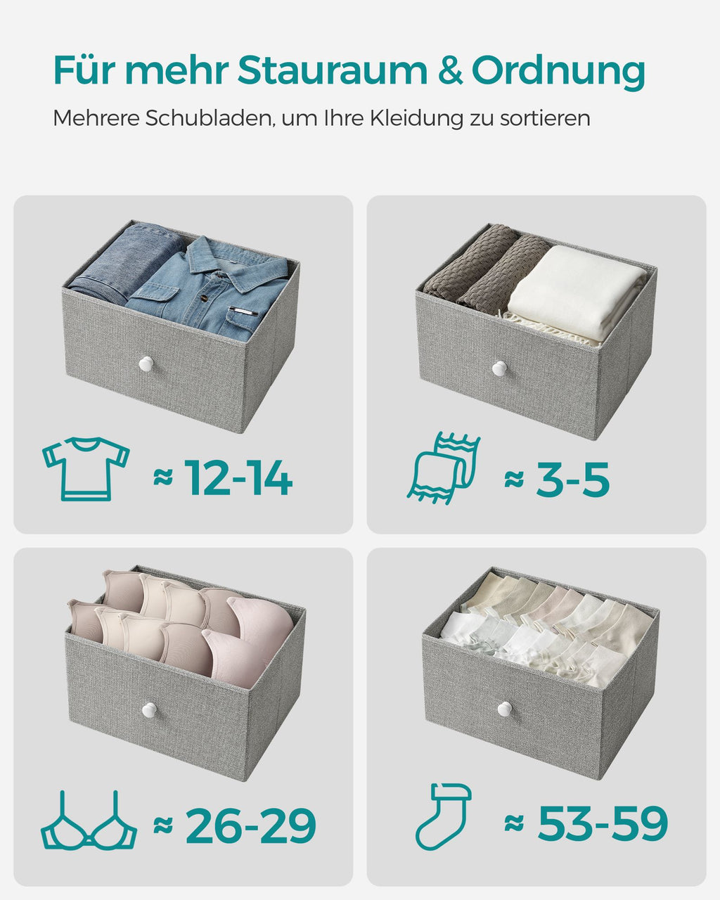Kommode 6 Stoffschubladen mit Metallrahmen Organizer