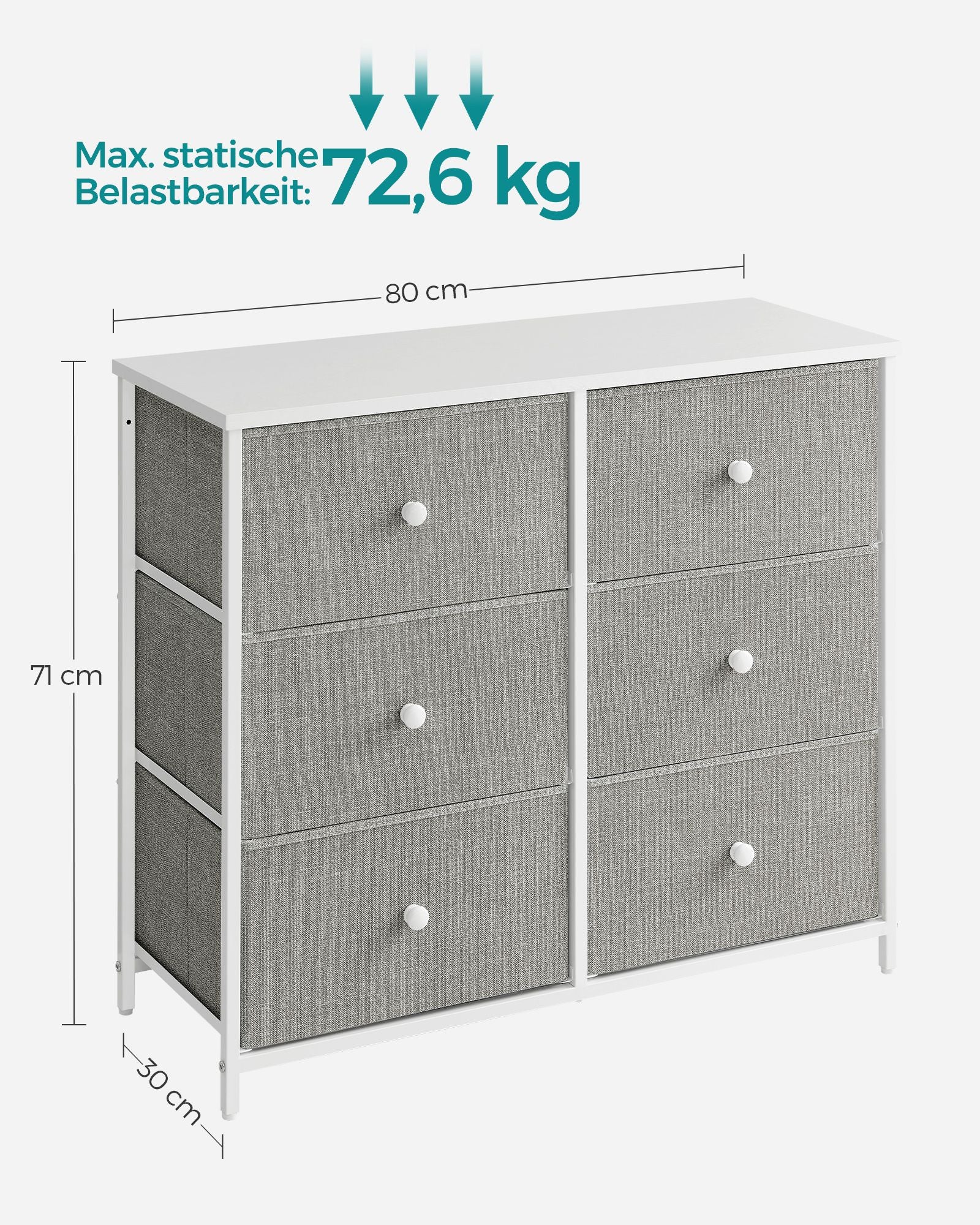 Kommode 6 Stoffschubladen mit Metallrahmen Organizer