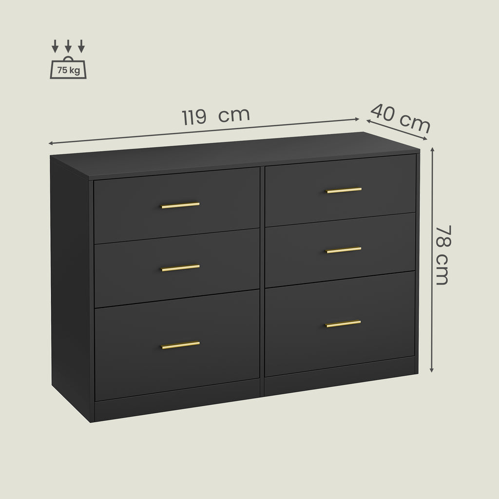 Kommode mit 6 Schubladen, Aufbewahrungsschrank, für Schlafzimmer
