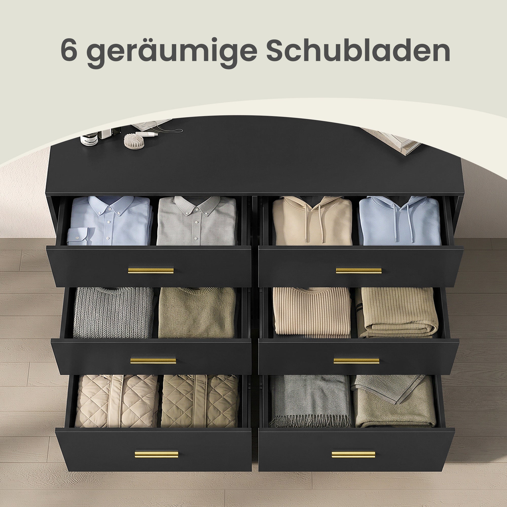 Kommode mit 6 Schubladen, Aufbewahrungsschrank, für Schlafzimmer